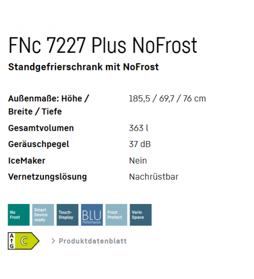 LIEBHERR利勃海尔FNc 7227 Plus独立式冰箱 无霜